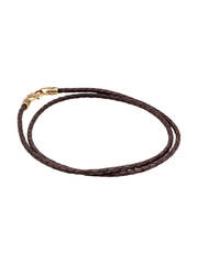 Гайтан кожаный коричневый 3 мм с замком из бронзы с символом триглав
