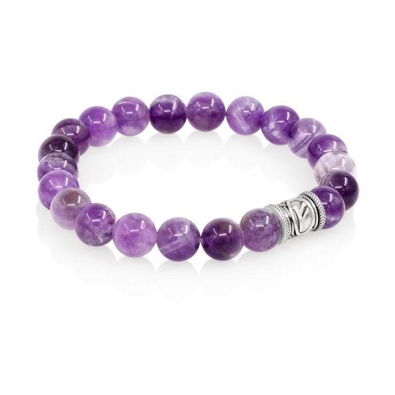 Браслет Денежный импульс из натурального аметиста с руной Феху из серебра 925, вид 2