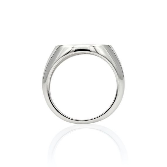 Кольцо Цветок жизни из серебра, вид вертикально сбоку