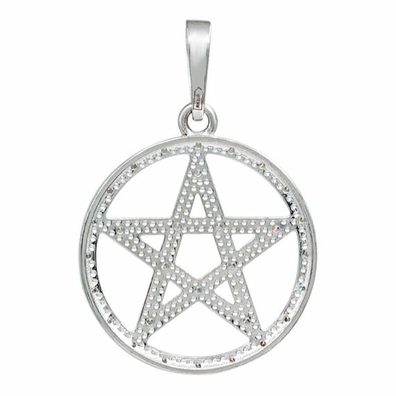 Подвеска Пентаграмма в круге из серебра 925 пробы с фианитами, вид 3