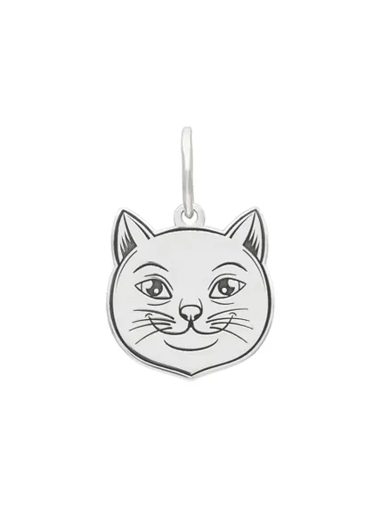 Кот подвеска из серебра 925 пробы, вид спереди