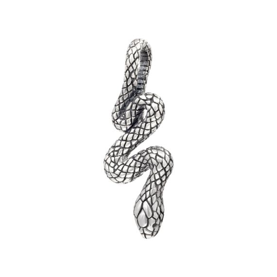 Змея подвеска из серебра, вид полубоком спереди