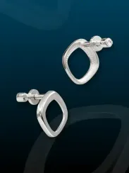 Серьги-пусеты Квадрат скругленный из серебра 925 пробы