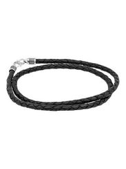 Гайтан кожаный чёрный 5 мм с замком S из серебра