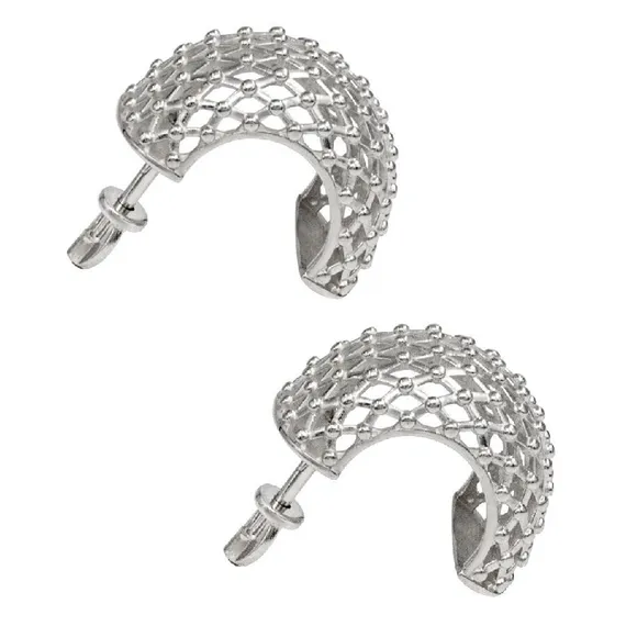 Серьги Сетка из серебра 925 пробы, вид 2