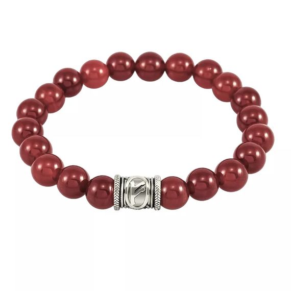 Браслет Денежный импульс из натурального сердолика с руной Феху из мельхиора, фото 1