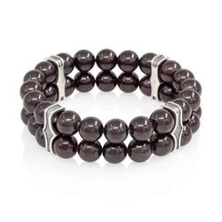 Двойной браслет из натурального камня гранат 8 мм с шармами из мельхиора