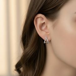 Серьги-пусеты Долька из серебра 925 пробы с фианитами