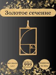 Подвеска Золотое сечение в прямоугольном контуре из серебра с позолотой