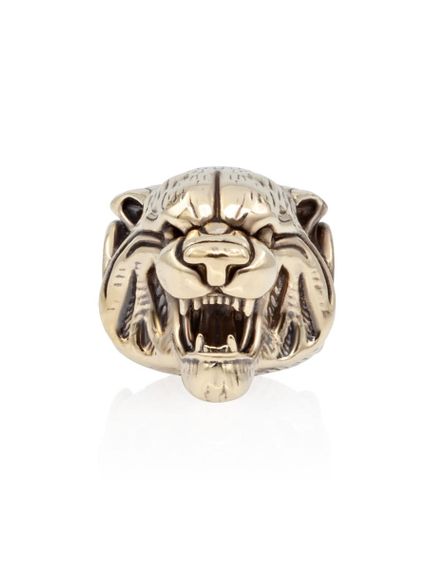 Фото бусины тигр из бронзы, вид в анфас.