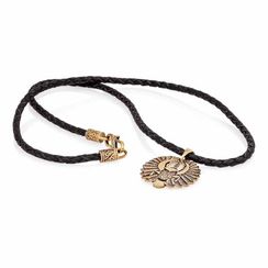 Колье Гайтан чёрный 3 мм с подвеской Скарабей малый из бронзы