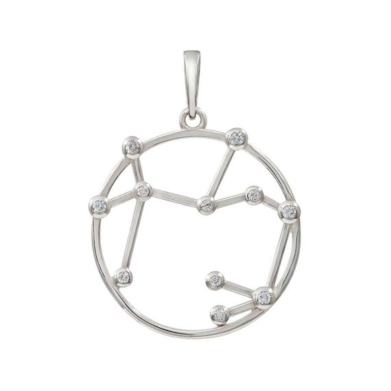 Подвеска на шею Созвездие Стрелец Знак зодиака серебро с фианитами, фото 1