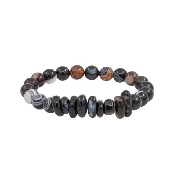 Браслет из натуральных камней агата глазкового и агата полосатого, фото 1