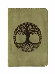 Обложка для паспорта Древо жизни светло зеленый нубук
