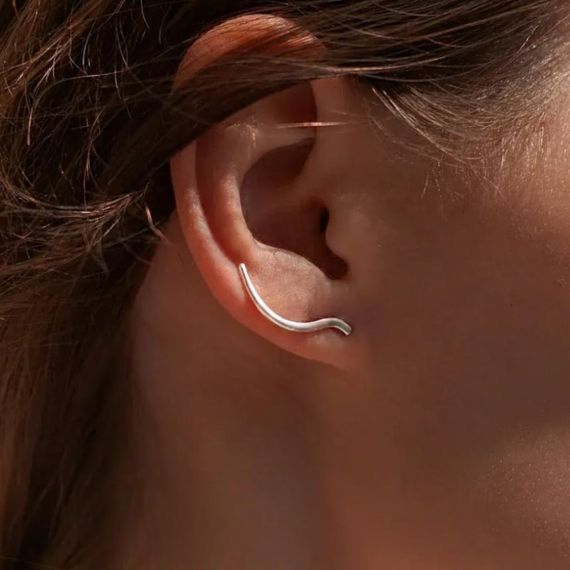 Серьги Волна из серебра 925 пробы