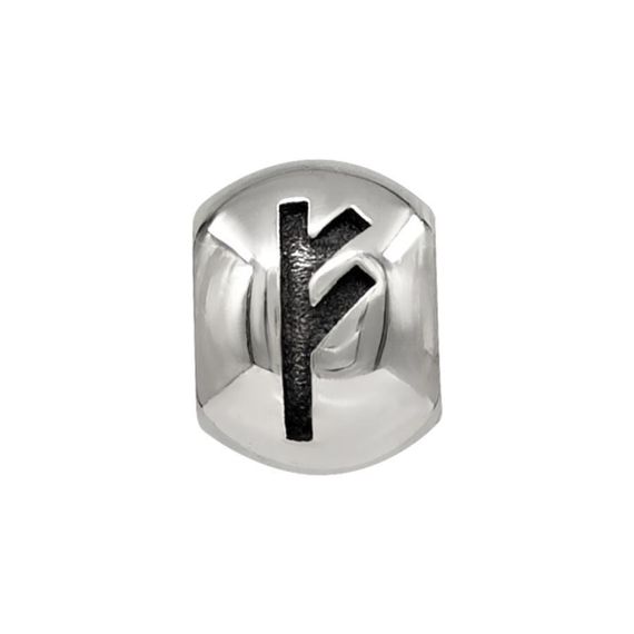 Шарм с руной Феху - подвеска из серебра 925 пробы скандинавский оберег, вид спереди