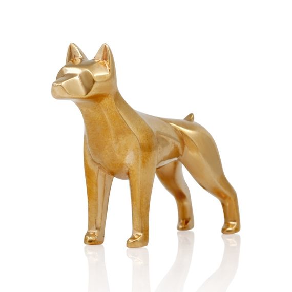 Статуэтка Доберман - фигурка в виде собаки из бронзы, вид спереди полубоком 2