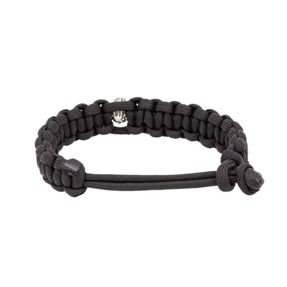 Браслет с шармом Лев из мельхиора - чёрный паракорд, фото 4