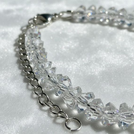 Браслет из имитации светлого хрусталя 6 мм, живое фото 2