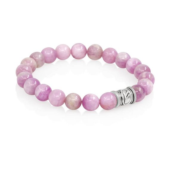 Браслет Денежный импульс из натурального кунцита с руной Феху из серебра 925, вид 2