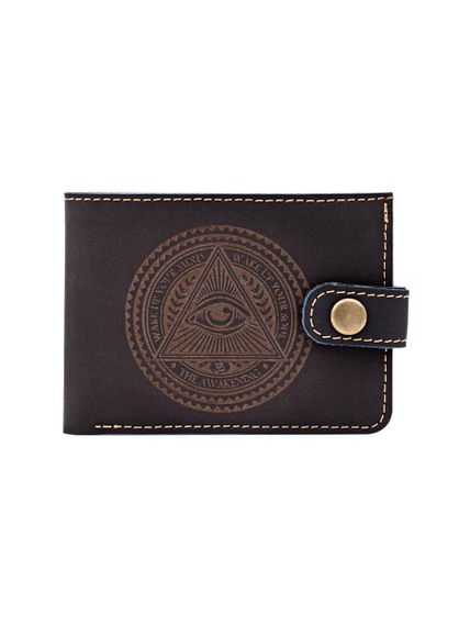 Фото портмоне Всевидящее око синяя кожа, вид фасад.