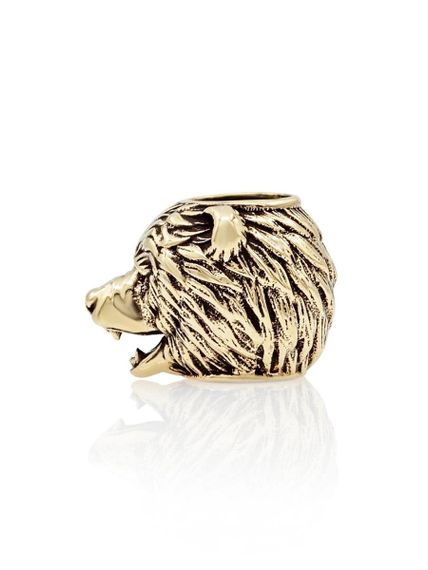 Шарм подвеска медведь из бронзы, вид слева.