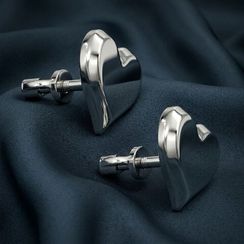 Серьги-пусеты Сердце большое из серебра 925 пробы