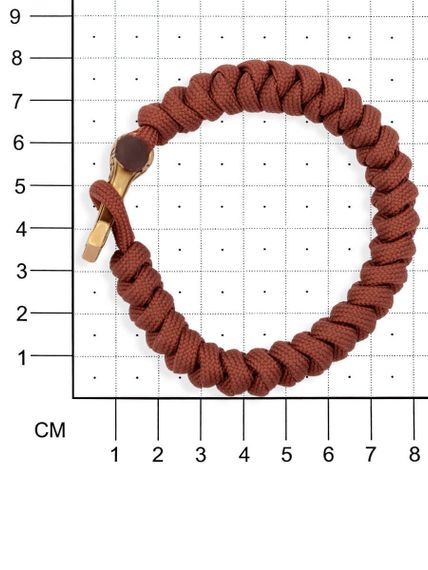 Браслет из красно-коричневого паракорда с шармом Молот тора Bayer из бронзы, на размерной сетке