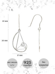 Серьги Золотое сечение Фибоначчи из серебра