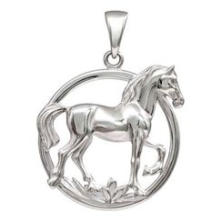 Подвеска Лошадь в круге - кулон из серебра 925 пробы