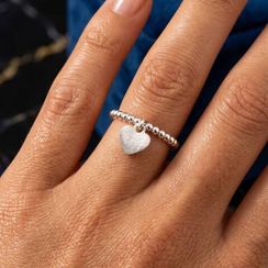 Кольцо Точки с подвеской сердце из серебра 925 пробы