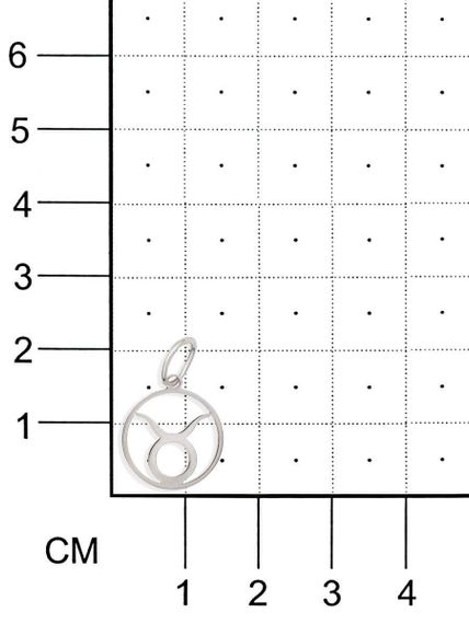 Подвеска Знак зодиака Телец из серебра на размерной сетке