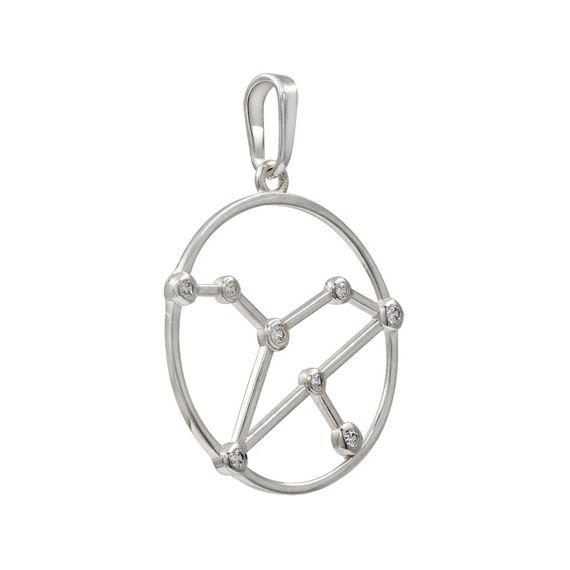 Подвеска на шею Созвездие Лев Знак зодиака серебро с фианитами, фото 3