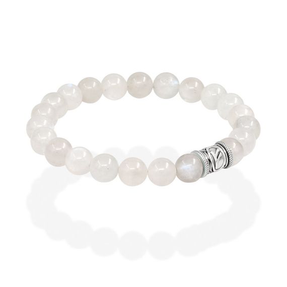 Браслет Денежный импульс из натурального лунного камня с руной Феху из серебра 925, вид 2