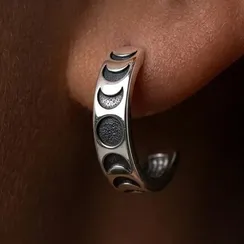 Серьги Фазы Луны в форме дуги из серебра 925 пробы
