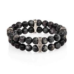 Браслет Всевидящее Око из Мельхиора Двойной с кошачьим глазом 8 мм