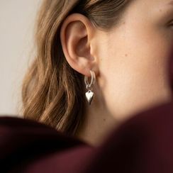 Сердце литое - подвеска на серьги из серебра 925 пробы