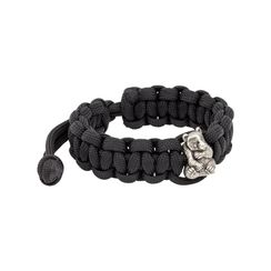 Браслет с шармом Панда из мельхиора - чёрный паракорд