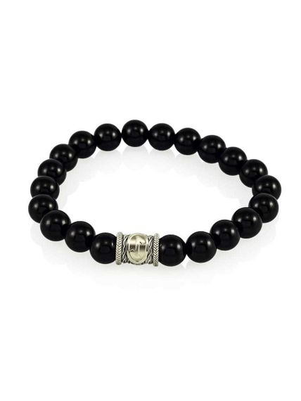 Картинка №2 браслета из бусин черного кварца с шармом