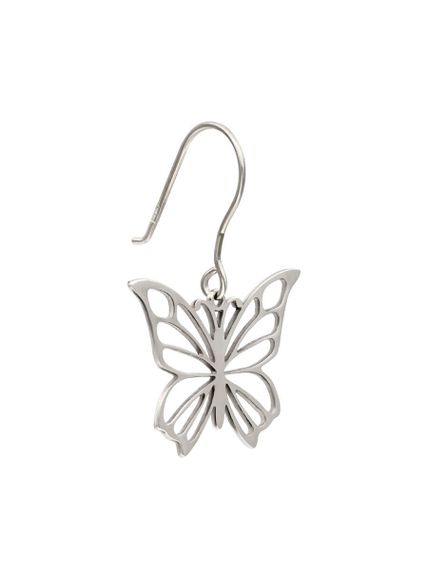 Серьги Бабочка из серебра, вид полубоком крючком назад