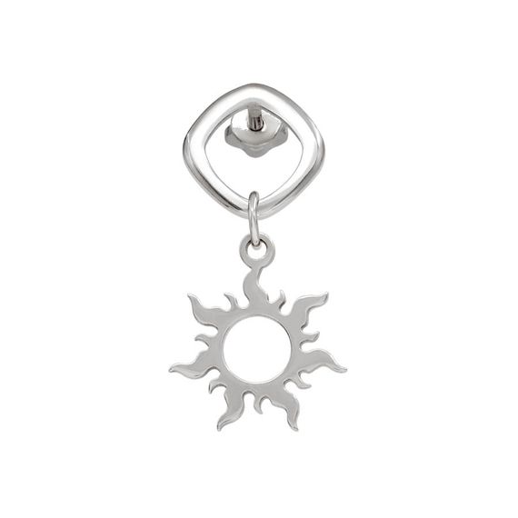 Серьги-пусеты с подвеской Солнце из серебра 925 пробы