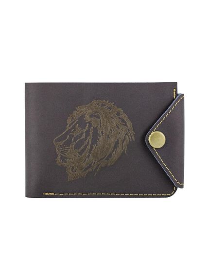 Фотография портмоне Лев из синей кожи, вид с фасада.