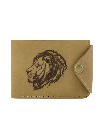 Фото портмоне Лев из светло коричневого нубука.