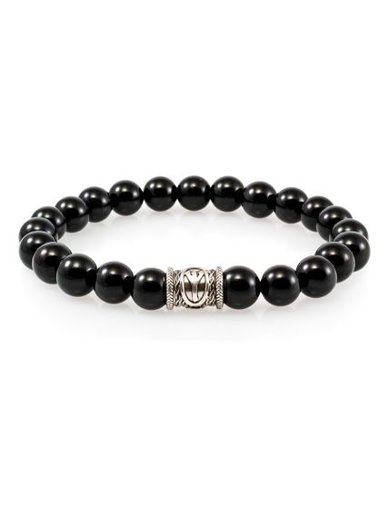 Фотография браслета из черного кварца с руной Альгиз.