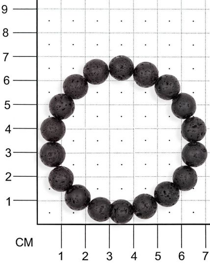 Браслет из лавового камня, на размерной сетке