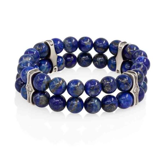 Браслет Всевидящее Око из Мельхиора Двойной с лазуритом 8 мм, вид 2