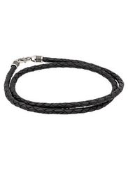 Гайтан кожаный чёрный 5 мм с замком S из мельхиора