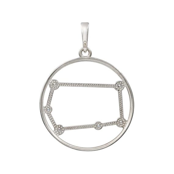 Подвеска на шею Созвездие Близнецы Знак зодиака серебро с фианитами, фото 2