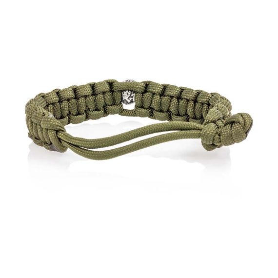 Браслет с шармом Лев из мельхиора - зеленый паракорд, вид 3