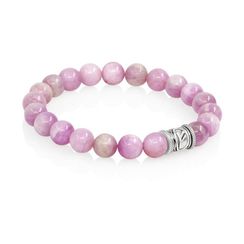 Браслет Денежный импульс из натурального кунцита с руной Феху из серебра 925